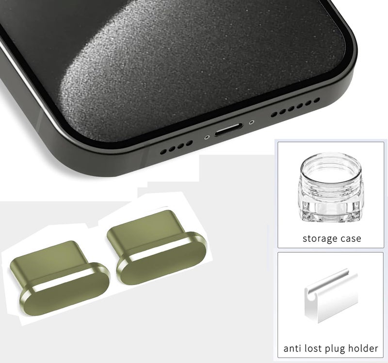 Mizi [2 Pack USB-C Metal Anti Dust Plug Cover, Protect Charging Port from Dust and Moist with Storage Box and Cable Clip Holder for iPhone 15, 15 Plus, 15 Pro, 15 Pro Max - Yellow - Image 2