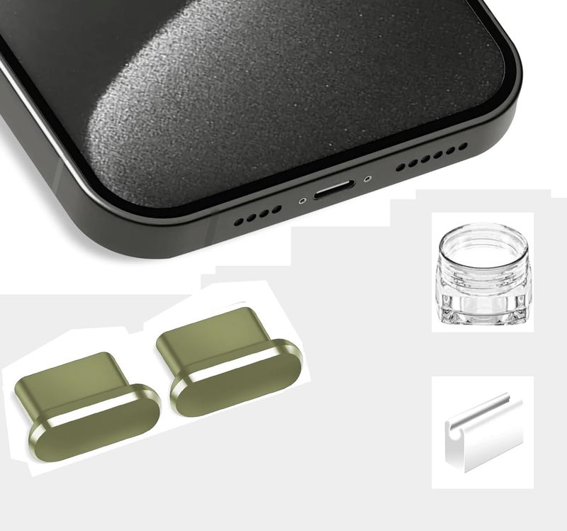 Mizi [2 Pack USB-C Metal Anti Dust Plug Cover, Protect Charging Port from Dust and Moist with Storage Box and Cable Clip Holder for iPhone 15, 15 Plus, 15 Pro, 15 Pro Max - Yellow - Image 1