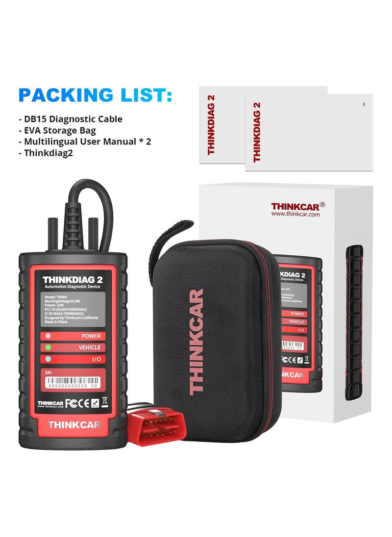 THINKCAR - Thinkdiag2 Full Version All System Obd2 Diagnostic Scanner, Bluetooth Scan Tool with Can-Fd Protocol, AutoVin, Active Test, 15 Reset Functions, Ecu Coding, 1 Year Free Update - Image 1
