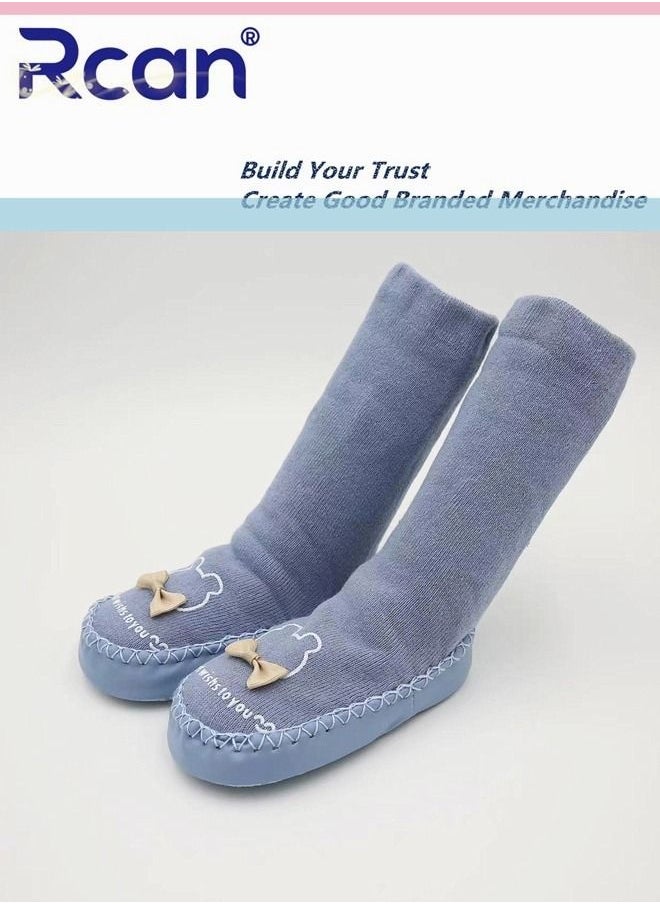Rcan - Cute Soft Warm Non-slip Toddler Floor Baby Long Barrel Cotton Socks - Image 1