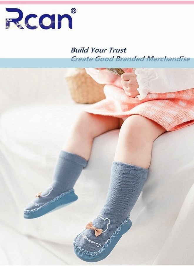Rcan - Cute Soft Warm Non-slip Toddler Floor Baby Long Barrel Cotton Socks - Image 1