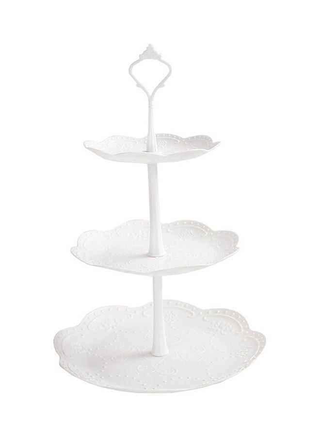 Loquat 3-Tiers Fruit Cake Stand White 24x24x37cm - Image 1