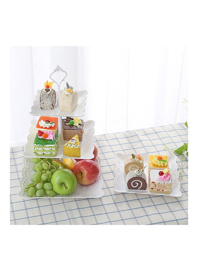 Loquat 3-Tiers Fruit Cake Stand White 24x24x37cm - Image 2