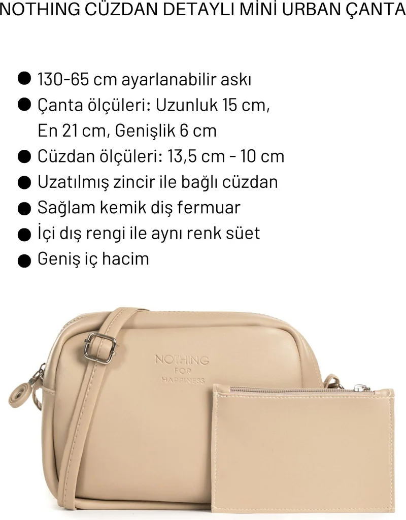 نوثينج Women's Wallet Mini Urban Crossbody Zippered Adjustable Strap Model Handbag and Shoulder Bag