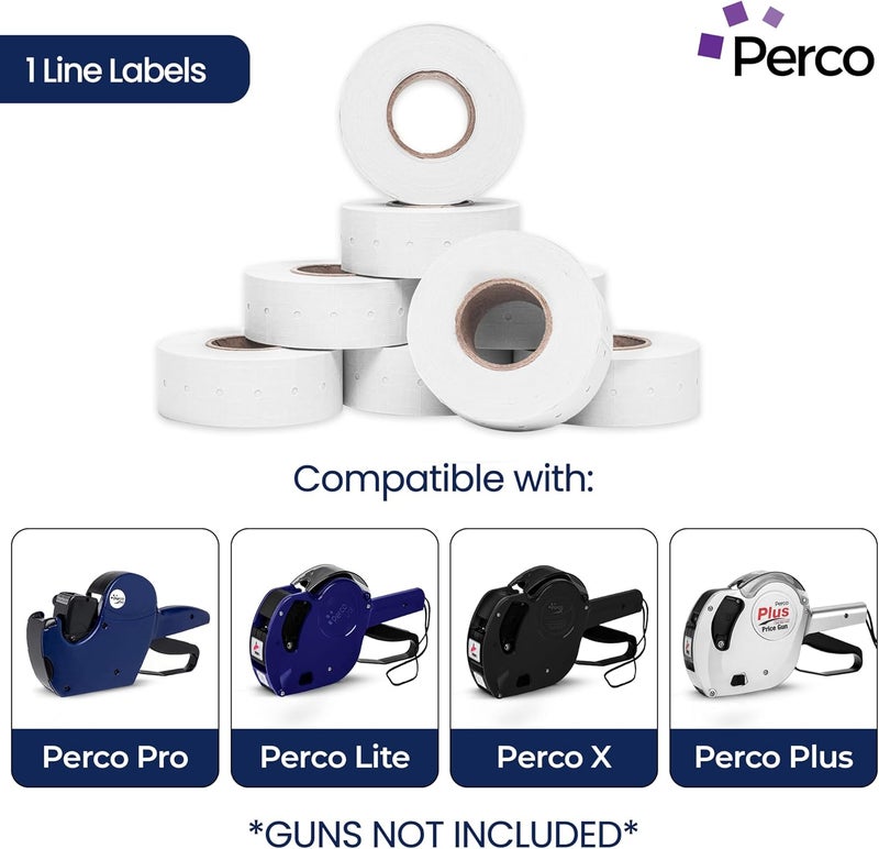 Perco 1 Line White Labels - 32 Rolls, 4 Sleeves, 32,000 Blank Price and Date Gun Labels for 1 Line Price and Date Guns - Made in USA - Image 2