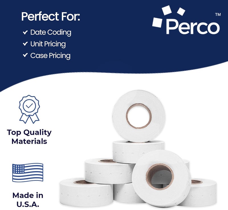 Perco 1 Line White Labels - 32 Rolls, 4 Sleeves, 32,000 Blank Price and Date Gun Labels for 1 Line Price and Date Guns - Made in USA - Image 4