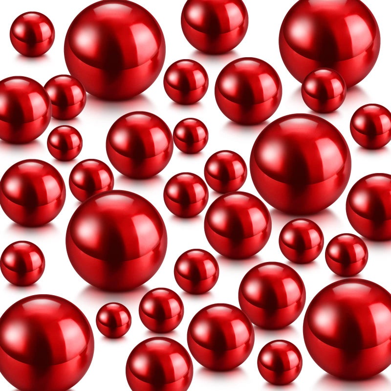 جيديف 200 قطعة من حبات اللؤلؤ لملء المزهرية مركز الزينة بدون ثقوب حبات اللؤلؤ لمكياج الزفاف حفلة العطلة ديكور حامل فرشاة المنزل 10142030 مم أحمر