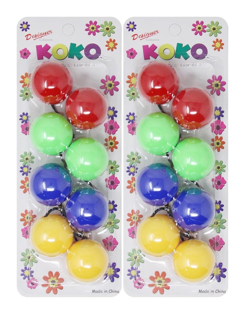 كوكو 8 قطع رباط شعر كروي كبير مرن 32 مم ملحقات ملونة للأطفال والفتيات والنساء من جميع الأعمار أحمر أخضر أزرق أصفر