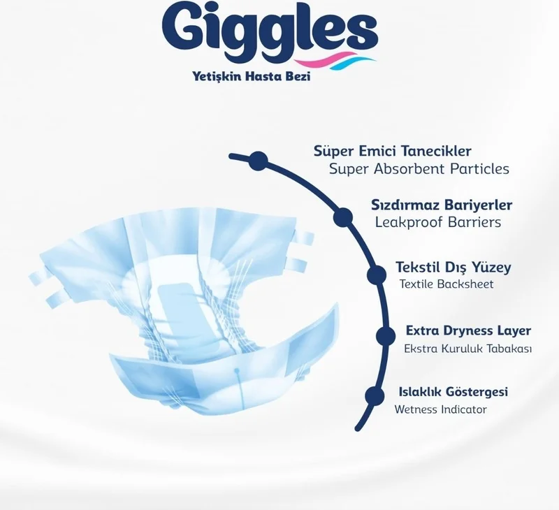 giggles Adult Patient Diaper with Waistband Small 30 Pieces