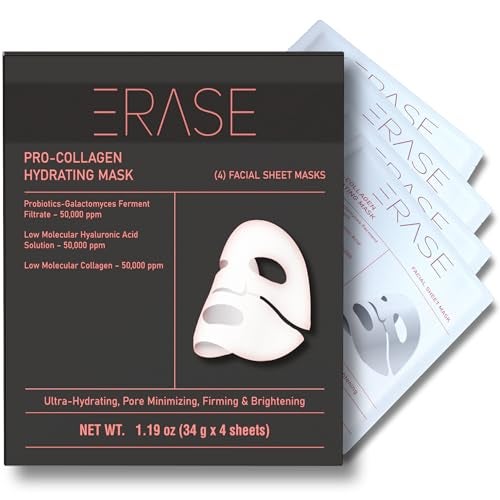 ERASE ProCollagen Hydrating Collagen Face Mask for Women Men Face Masks Skincare Mascarillas Faciales de Colageno Collagen Mask Overnight Biocollagen Face Mask Korean Skin Care