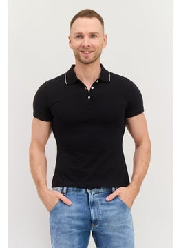 Greg Norman Men Regular Fit Plain Short Sleeves Polo, Black  - Image 1