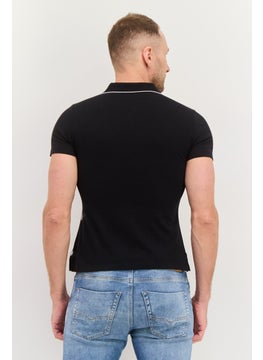 Greg Norman Men Regular Fit Plain Short Sleeves Polo, Black  - Image 3