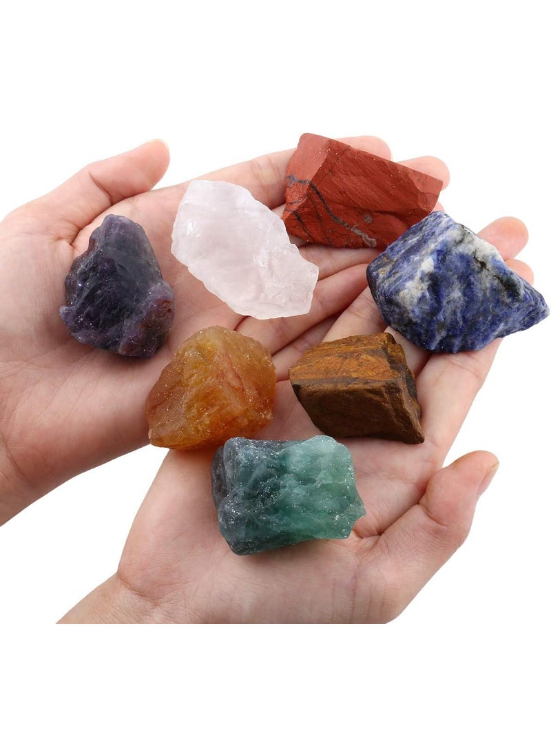 SUNYIK SUNYIK 7 Chakra Stones Set, Natural Rough Raw Stone for Tumbling,Cabbing,Crystal Healing Kits 