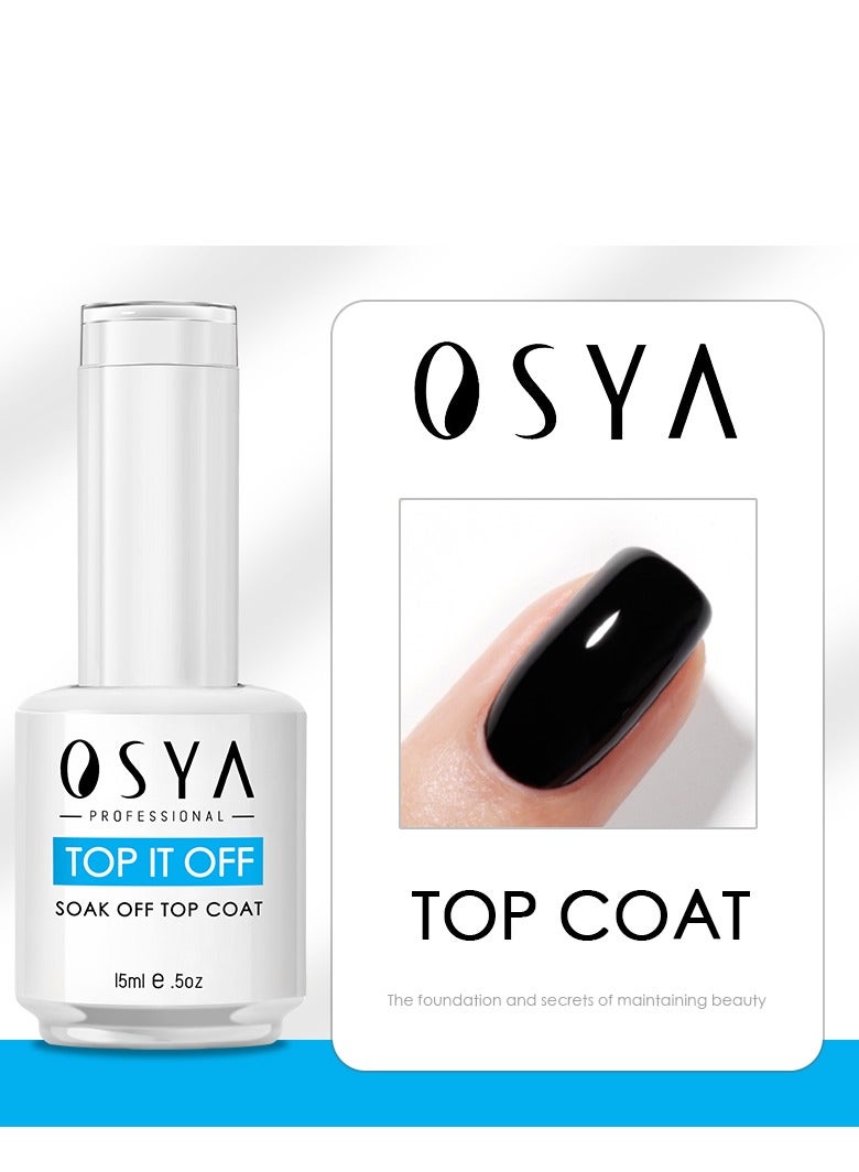 OSYA Gel Nail Polish top coat Soak off UV LED Drying Long 15ml Set - Image 2