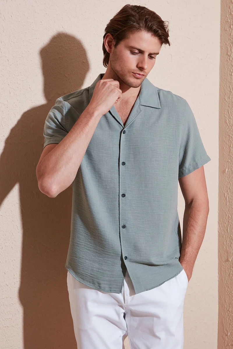 Buratti Linen Look Short Sleeve Open Collar Regular Fit Shirt Men's SHIRT CF23S116775