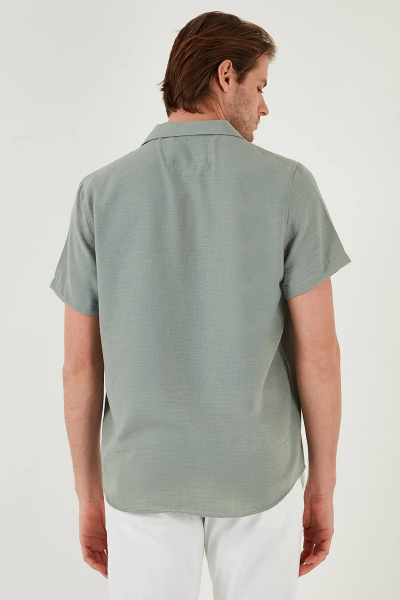 Buratti Linen Look Short Sleeve Open Collar Regular Fit Shirt Men's SHIRT CF23S116775