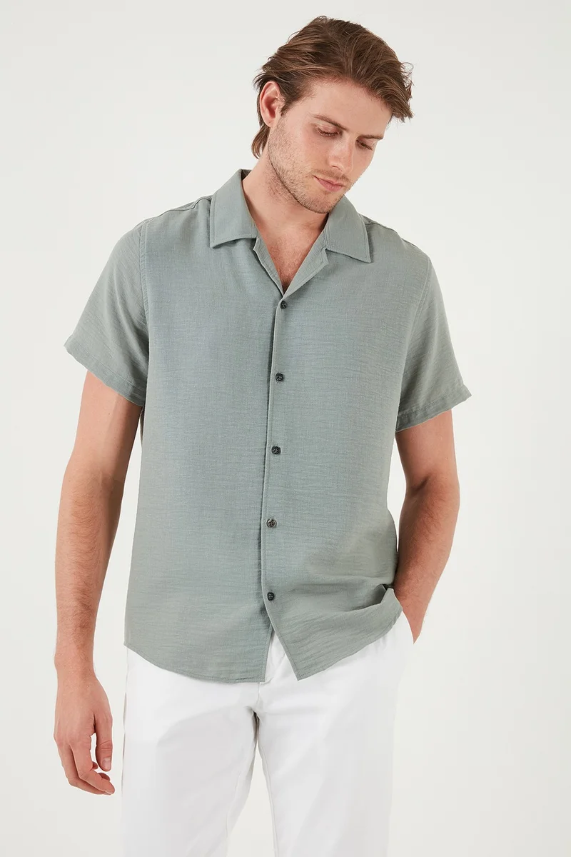 Buratti Linen Look Short Sleeve Open Collar Regular Fit Shirt Men's SHIRT CF23S116775
