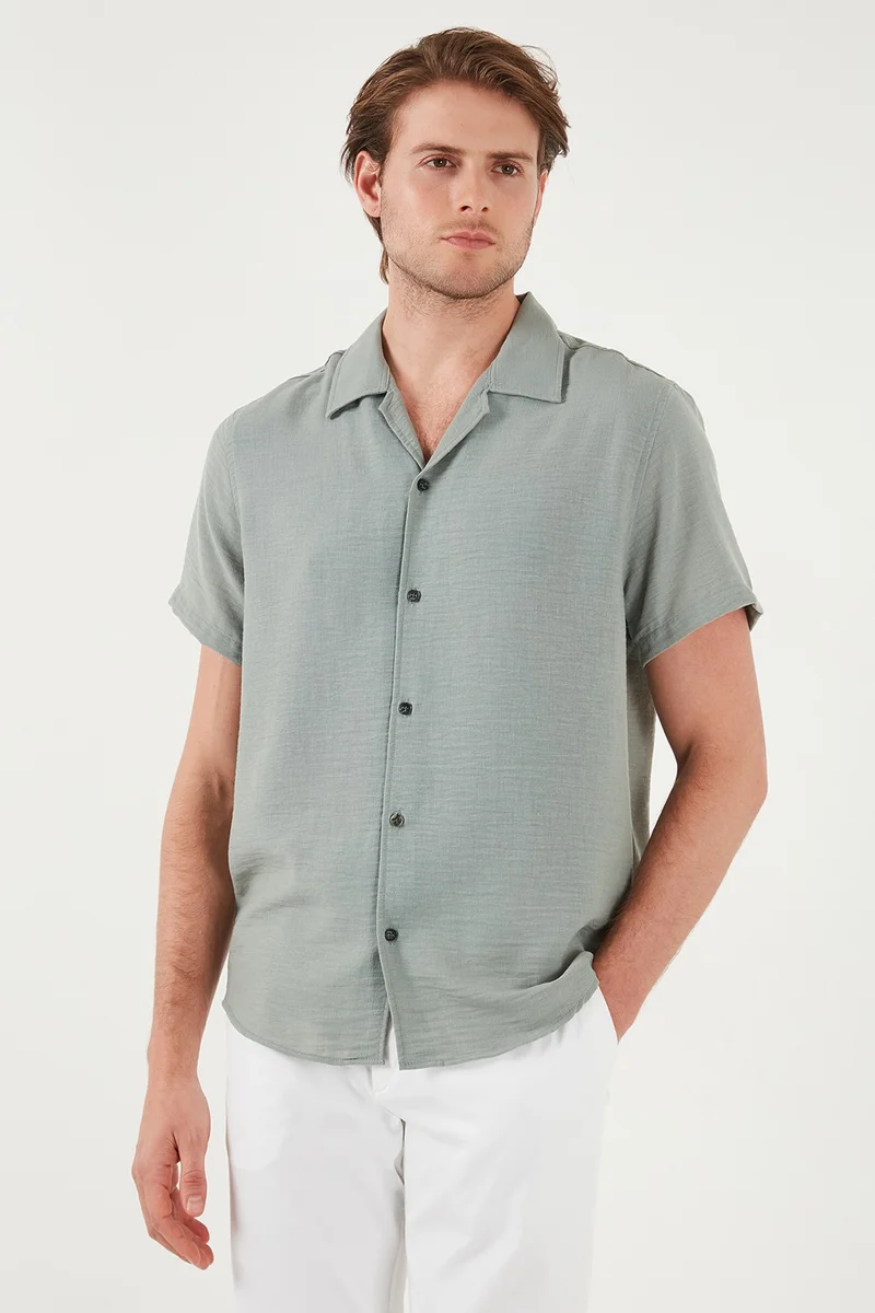 Buratti Linen Look Short Sleeve Open Collar Regular Fit Shirt Men's SHIRT CF23S116775