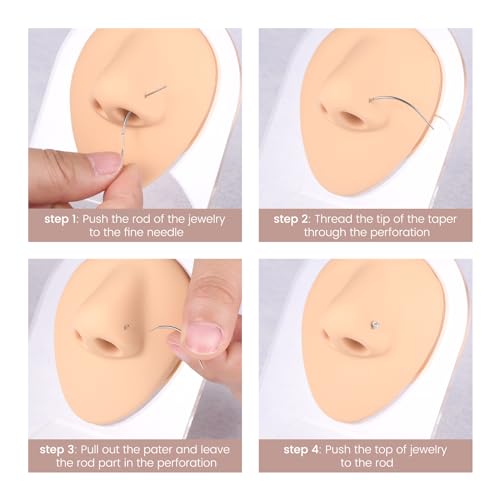 QWALIT Piercing Taper Threadless Piercing Changing Tool Piercing Taper Insertion Tool Piercing Threader Tool Flat Back Earring Applicator Tool Threadless Labret Titanium Threadless Insertion Pin 18g - Image 3