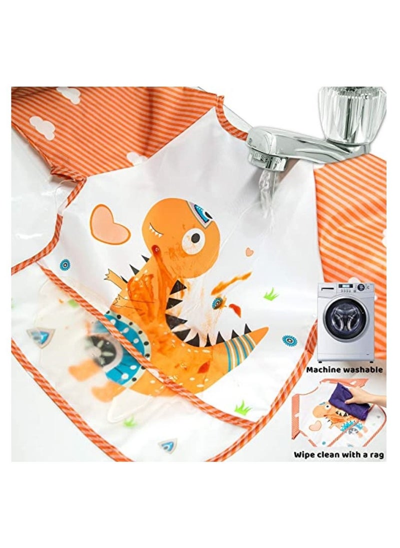 RATSAW Set of 3 Waterproof Baby Feeding Bibs with Sleeves - Adorable and Unique Designs for Infants and Children from 6 Months to 3 Years Old  - Image 3