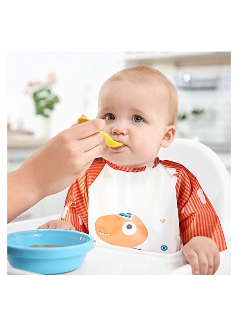 RATSAW Set of 3 Waterproof Baby Feeding Bibs with Sleeves - Adorable and Unique Designs for Infants and Children from 6 Months to 3 Years Old  - Image 2