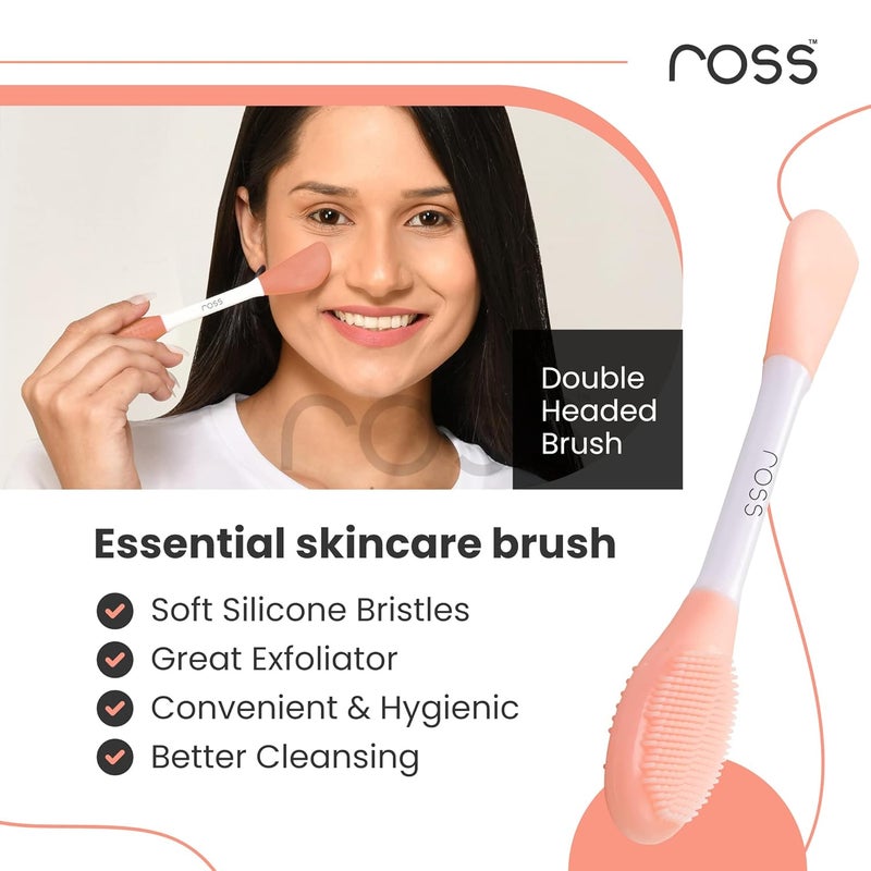 Ross Silicone Face Mask Applicator & Lip Facial Cleansing Brush Made With Ultra Hygienic Soft Silicone Bristle For Gentle Exfoliation (Peach) - Image 4