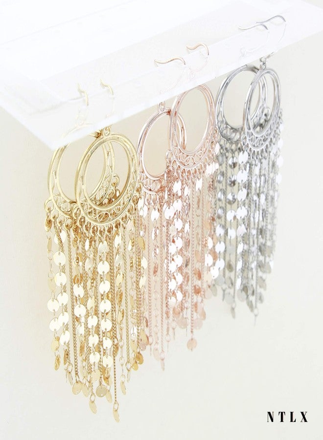 NTLX Bohemian Boho Tassel Dangle Drop Earrings for Women - Lightweight Filigree Gypsy Coin Chandelier Disc Charm Hoops - included Gift Box (Round - Gold) - Image 5