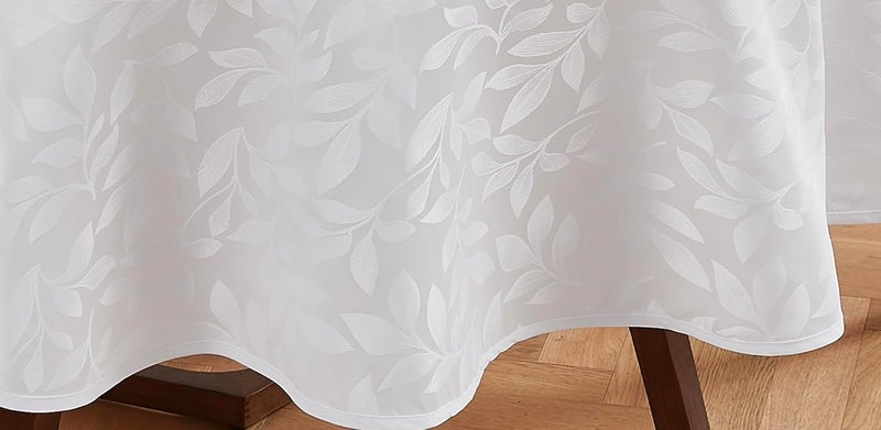LinenZone Elegant Rectangle Leaf Tablecloth Each 60 x 104 Inch Oblong Tablecloth Come with 6 Matching Cocktail Napkins White Jacquard Tablecloth for Holiday Season Dinner Carla 60 x 104 White - Image 4