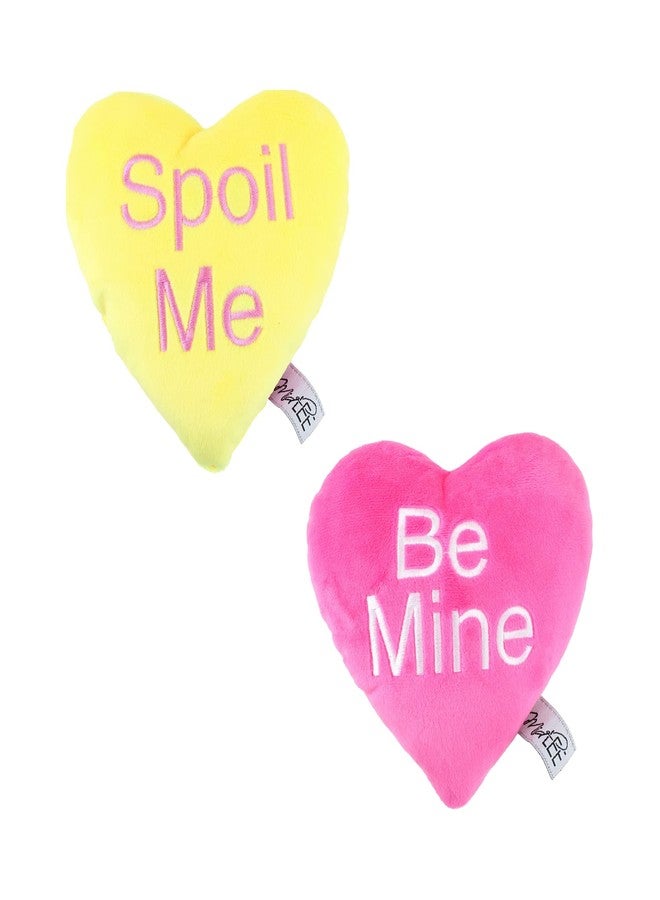 Midlee Candy Heart Valentine's Dog Toy- Set of 4- Large- Conversation Plush Squeaky Present - Image 3