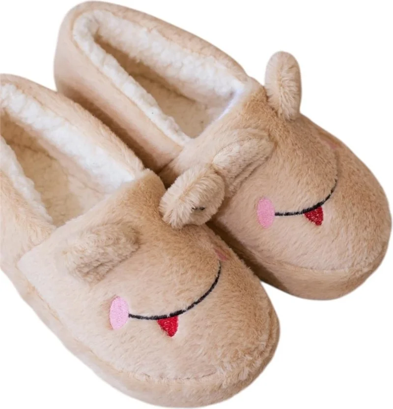 Liger Winter Women's Slipper Home Shoes | Frog Figure | Non-Slip Sole Beige