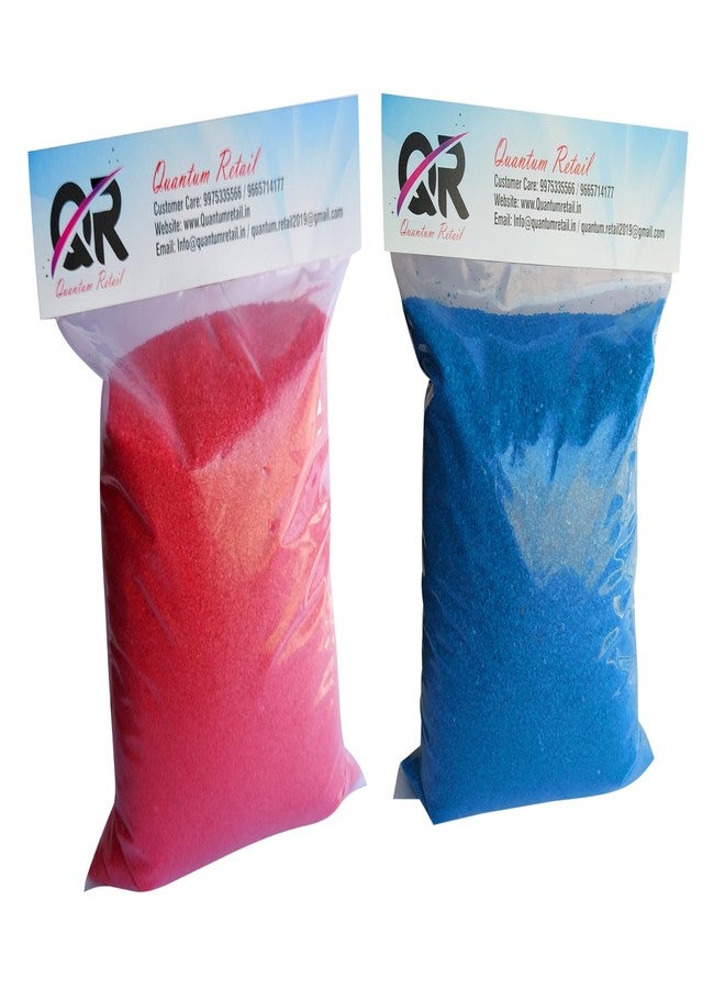 Quantum Retail Sugar Size Crystal/Quartz Silica Sand for Home and Garden Decor; Aquarium Substrate; Terrarium, Aquarium Decorative Sand (250 Grams Red Sand + 250 Grams Blue Sand) - Image 1