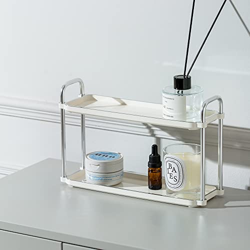 YISMAN 3.54 Inch Desktop 2-Layer Storage Rack,Countertop Storage Shelf for Bathroom, Kitchen, Living Room, Bedroom, Dressing Table,White - Image 3
