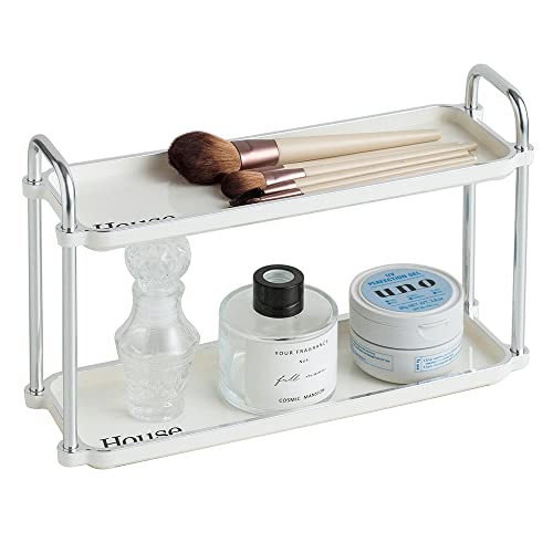 YISMAN 3.54 Inch Desktop 2-Layer Storage Rack,Countertop Storage Shelf for Bathroom, Kitchen, Living Room, Bedroom, Dressing Table,White - Image 1