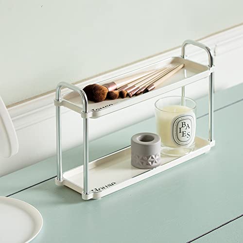 YISMAN 3.54 Inch Desktop 2-Layer Storage Rack,Countertop Storage Shelf for Bathroom, Kitchen, Living Room, Bedroom, Dressing Table,White - Image 5