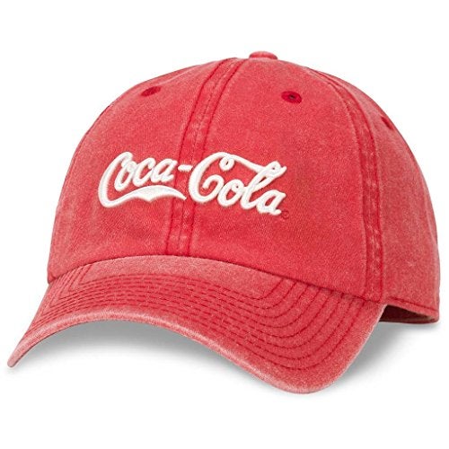 AMERICAN NEEDLE Coke Coca Cola Officially Licensed Raglan Wash Adjustable Baseball Hat (COKE-1708A) Red - Image 1