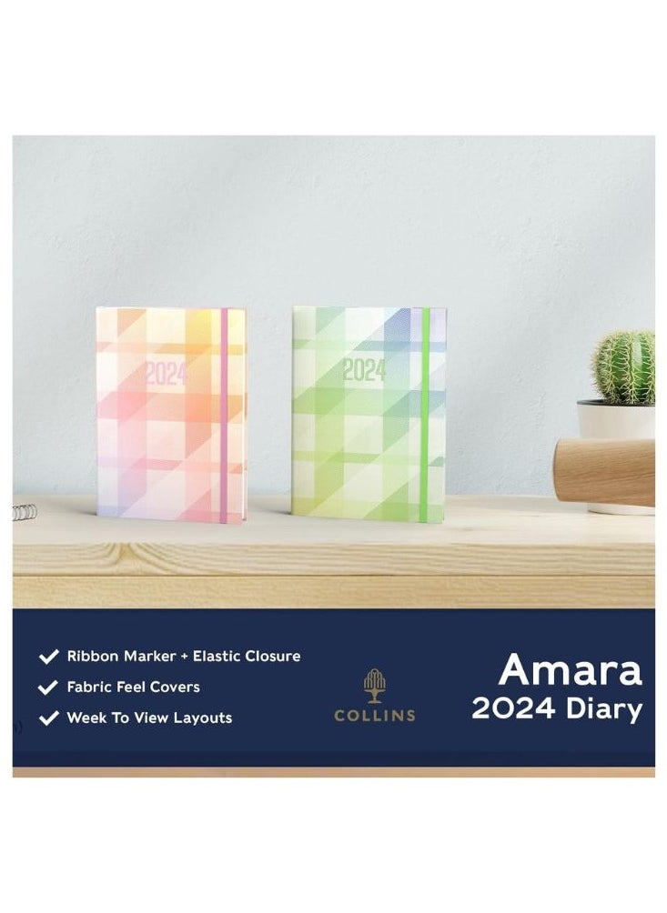 Collins - Collins Amara 2024 Diary A5 Week To View Diary Planner - Lifestyle Planner and Organiser for Office, Work, Personal and Home - January to December 2024 Diary - Weekly - Green - AM153.52-24 - Image 1