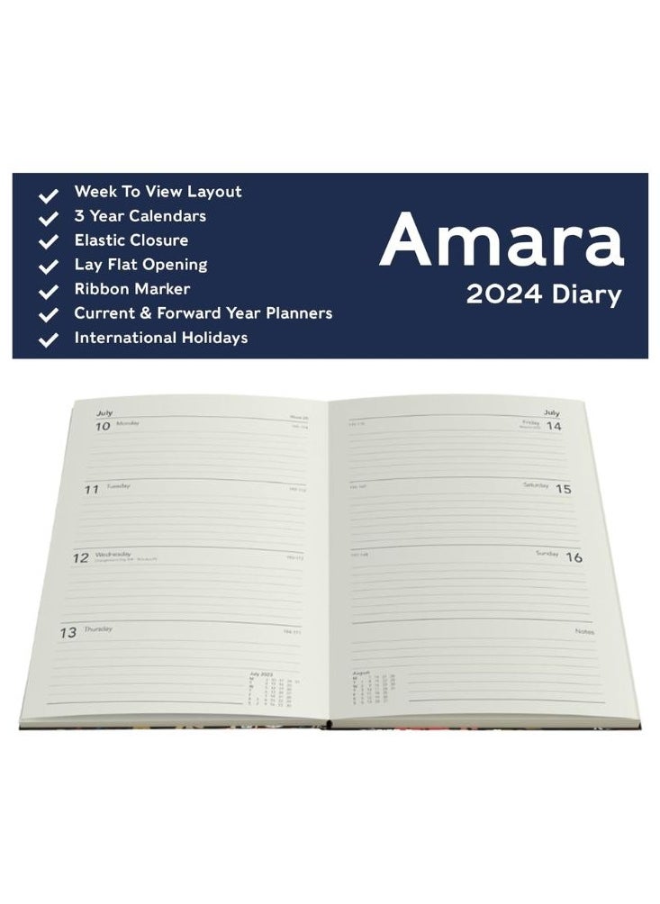 Collins - Collins Amara 2024 Diary A5 Week To View Diary Planner - Lifestyle Planner and Organiser for Office, Work, Personal and Home - January to December 2024 Diary - Weekly - Green - AM153.52-24 - Image 1