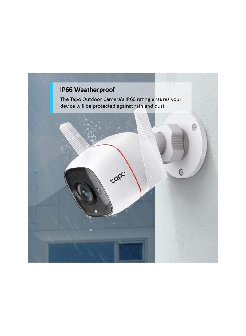 Tapo 2K Outdoor Security Camera, Motion Detection, IP66 Weatherproof, Built-in Siren, 2-way Audio, 3MP, Night Vision, Cloud &SD Card Storage, Works with  Home (Tapo C310) - Image 1