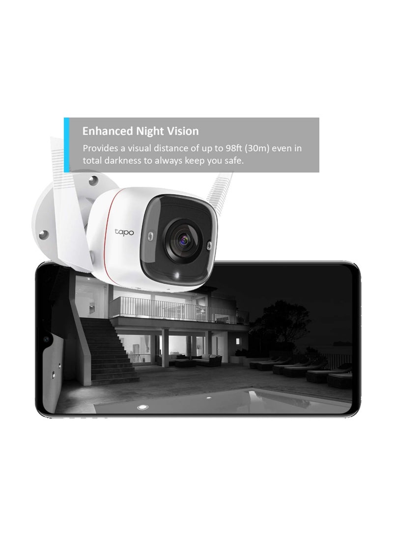 Tapo 2K Outdoor Security Camera, Motion Detection, IP66 Weatherproof, Built-in Siren, 2-way Audio, 3MP, Night Vision, Cloud &SD Card Storage, Works with  Home (Tapo C310) - Image 5