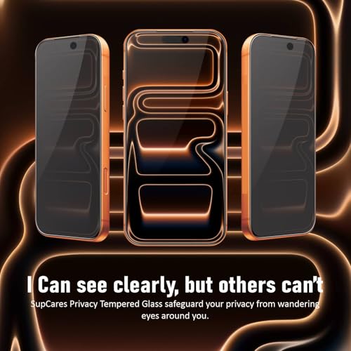 SupCares Privacy Tempered Glass for iPhone 17 Pro Max (6.9 Inch) With Installation Kit | Military-Grade Gorilla Screen Protector | Edge to Edge Coverage | Black - Image 3
