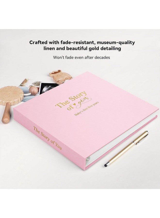 1DOT2 Timeless First 5 Years Keepsake Baby Memory Book for Boy or Girl, Luxury Linen Cover Acid Free Pages, Neutral Baby Journal Milestone Book or Scrapbook, Record the Story of You from Birth to Age 5 - Image 2