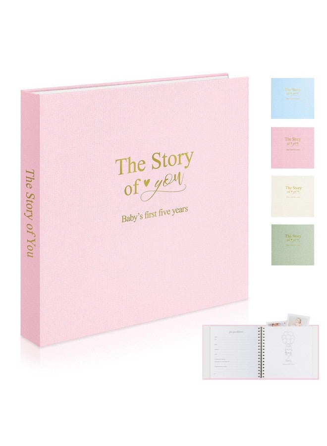 1DOT2 Timeless First 5 Years Keepsake Baby Memory Book for Boy or Girl, Luxury Linen Cover Acid Free Pages, Neutral Baby Journal Milestone Book or Scrapbook, Record the Story of You from Birth to Age 5 - Image 1