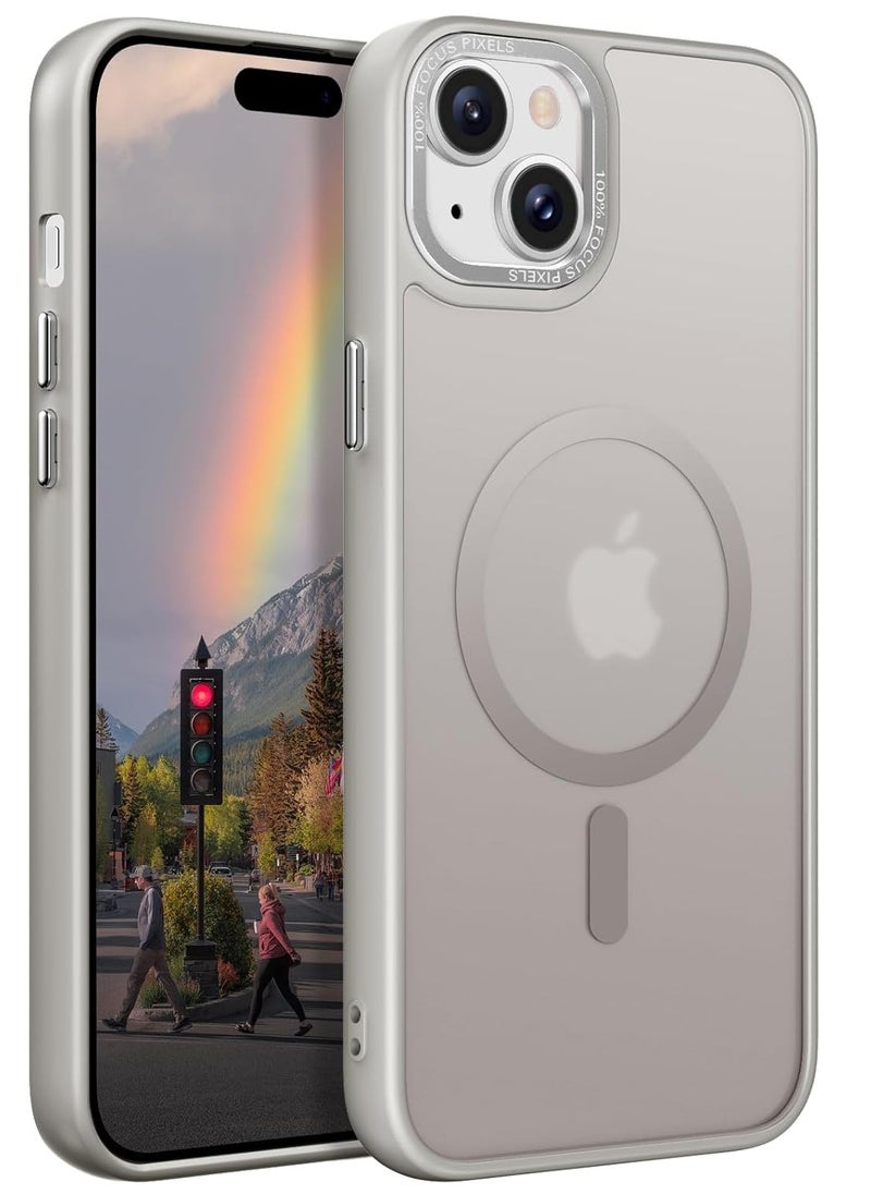 Denx Magnetic Case for iPhone 13 and iPhone 14 6.1-Inch Compatible with MagSafe, Translucent Matte Back Slim Shockproof Phone Cover (Titanium Gray)  - Image 1