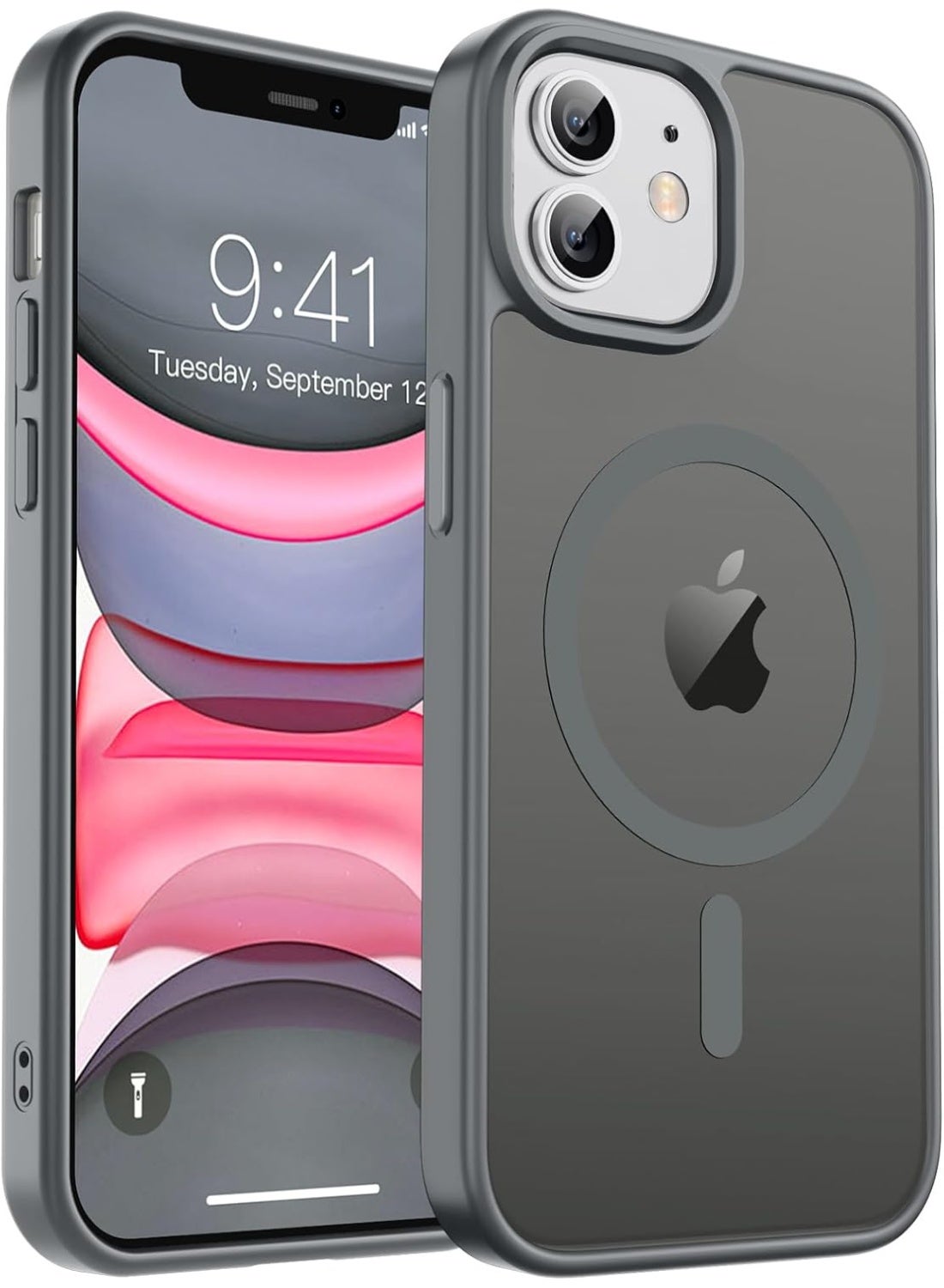 Magnetic Case for iPhone 13 and iPhone 14 6.1-Inch Compatible with MagSafe, Translucent Matte Back Slim Shockproof Phone Cover | Natural Titanium