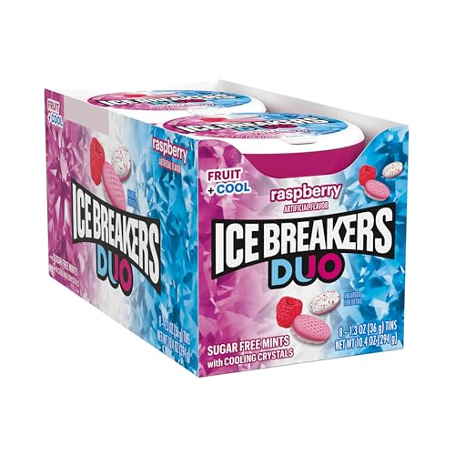 ICE BREAKERS Duo Fruit Plus Cool Raspberry Flavored Sugar Free Mints Pucks 13 oz 8 Count - Image 5
