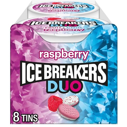 ICE BREAKERS Duo Fruit Plus Cool Raspberry Flavored Sugar Free Mints Pucks 13 oz 8 Count - Image 1