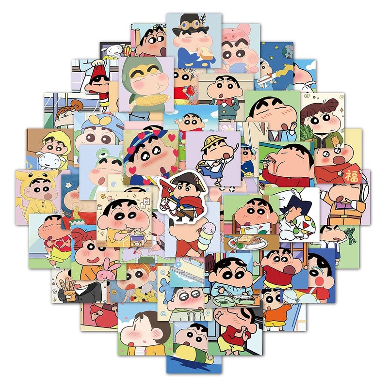 Rousrie 50 Pieces Vinyl Waterproof Wall Stickers for Kids Random Size, (Shinchan), Multicolor, Self-Adhesive - Image 2