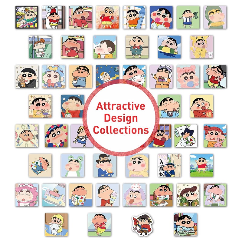 Rousrie 50 Pieces Vinyl Waterproof Wall Stickers for Kids Random Size, (Shinchan), Multicolor, Self-Adhesive - Image 3