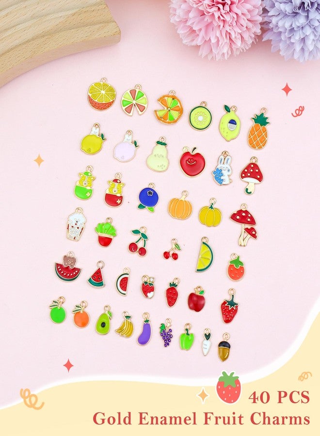 JIALEEY 40PCS Fruits Charm Mixed Gold Plated Enamel Pendant DIY for Necklace Bracelet Earring Jewelry Making - Image 3