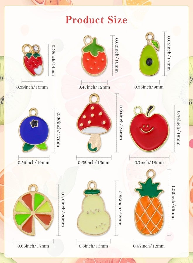 JIALEEY 40PCS Fruits Charm Mixed Gold Plated Enamel Pendant DIY for Necklace Bracelet Earring Jewelry Making - Image 2